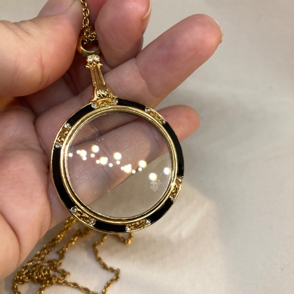 MMA Elegant Black & Clear Rhinestone LENS Statement Necklace 20" - Picture 8 of 15